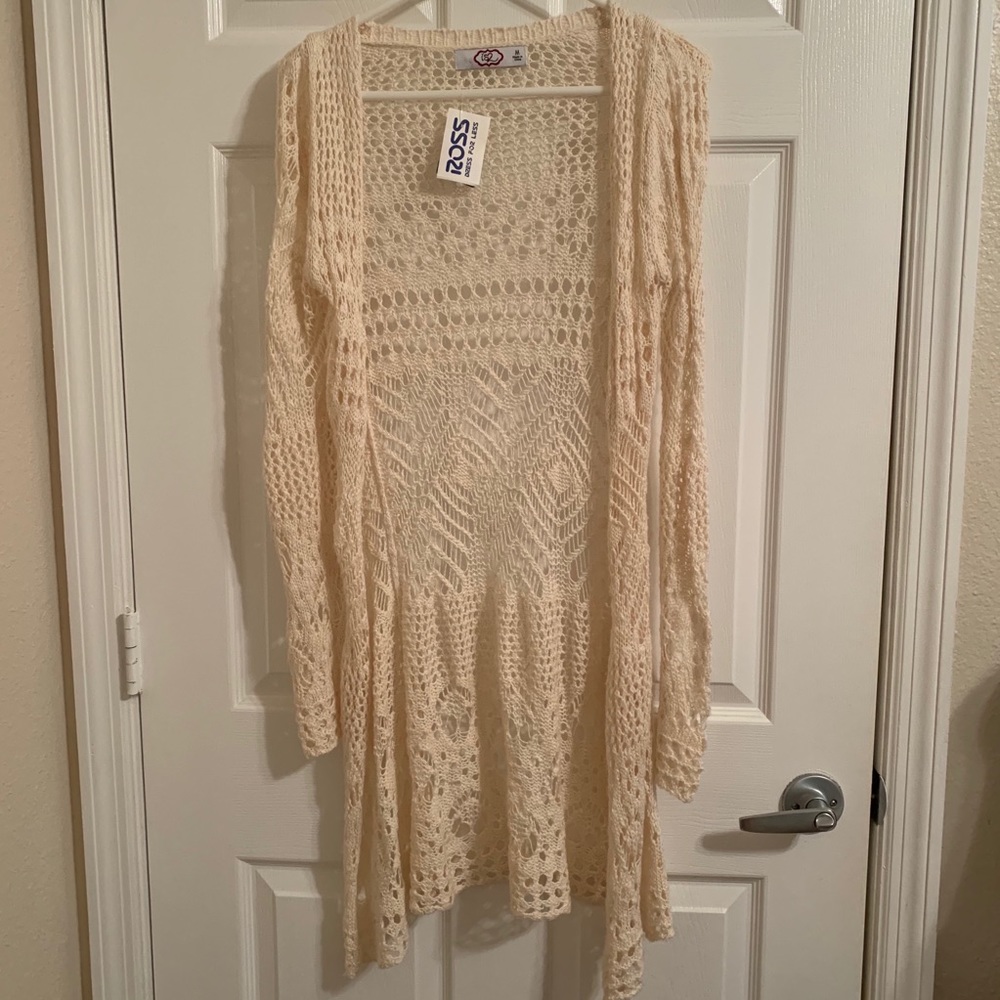 NWT Long Cardigan Sweater Duster Cream Medium